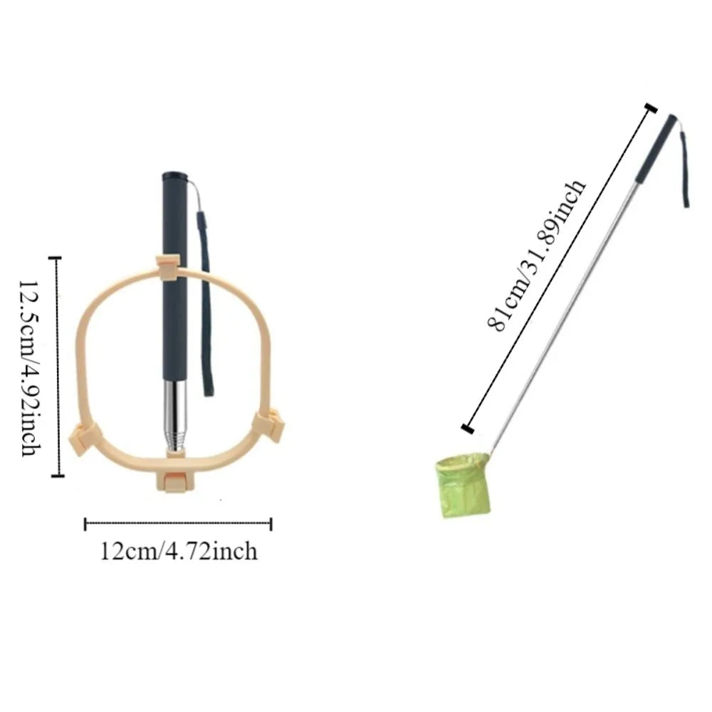 Foldable Pet Poop Scooper Non-Contact Extendable Handle Dog Walking Toilet Portable Dog Poop Catcher Yard Cleaning