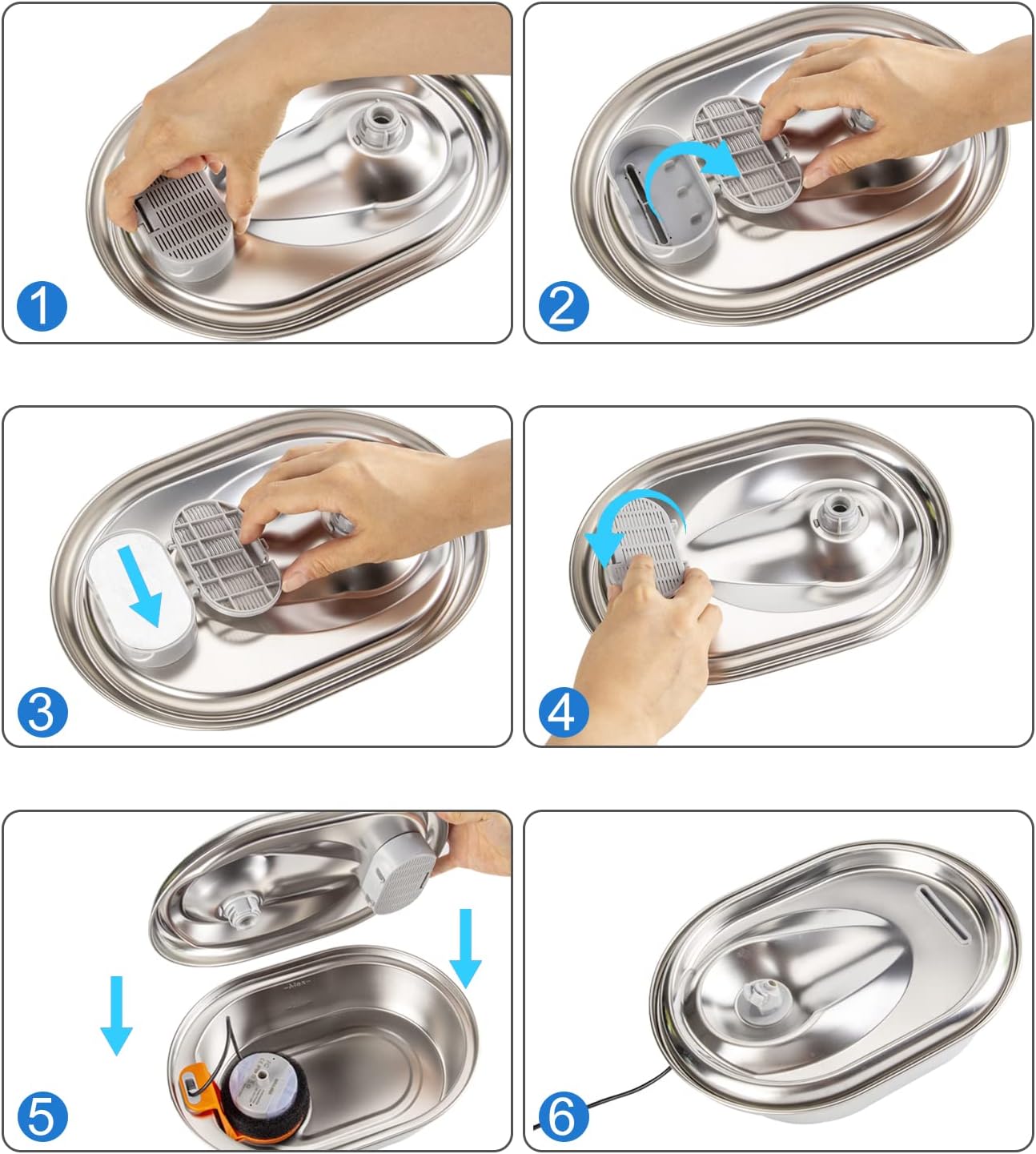Happy Tusk™ Replacement Cat Water Fountain Filters (8 Filters + 8 Sponges) – Compatible with 2.1L Pet Water Fountain for Cats & Dogs