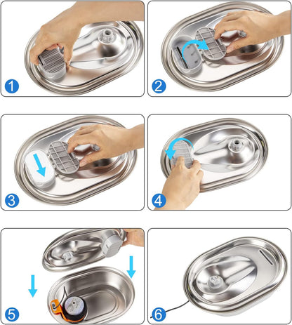 Happy Tusk™ Replacement Cat Water Fountain Filters (8 Filters + 8 Sponges) – Compatible with 2.1L Pet Water Fountain for Cats & Dogs