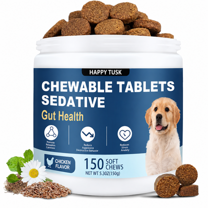 Happy Tusk™ Calming Chews for Dogs – Anxiety Relief & Stress Support for Barking, Thunder & Separation Anxiety