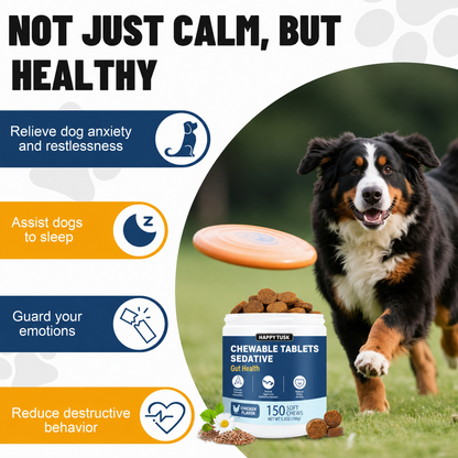 Happy Tusk™ Calming Chews for Dogs – Anxiety Relief & Stress Support for Barking, Thunder & Separation Anxiety