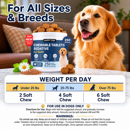 Happy Tusk™ Calming Chews for Dogs – Anxiety Relief & Stress Support for Barking, Thunder & Separation Anxiety
