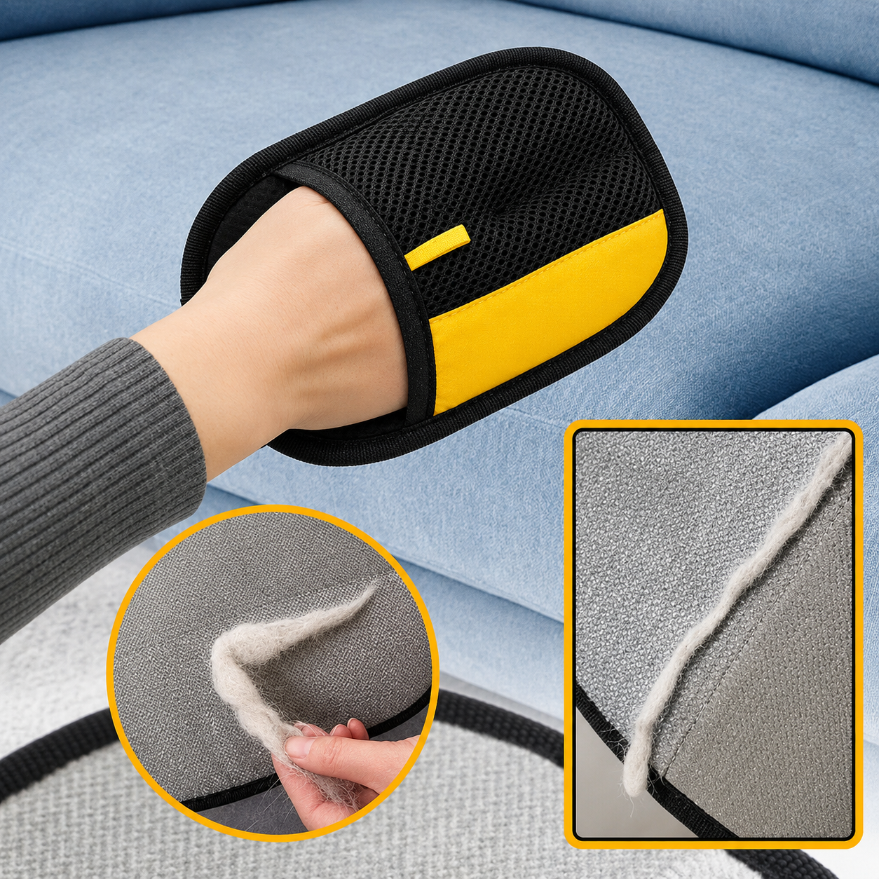 Happy Tusk™ Double-Sided Pet Hair Remover Gloves – Remove Fur From Furniture, Clothes & Carpets In Minutes