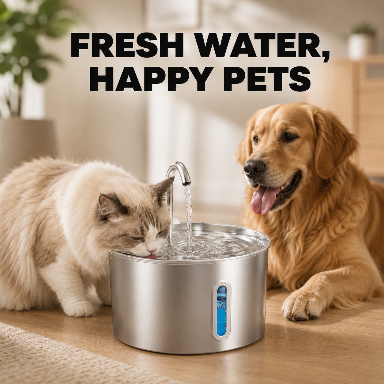 Happy Tusk™ Stainless Steel Pet Water Fountain – Automatic Water Dispenser For Cats & Dogs